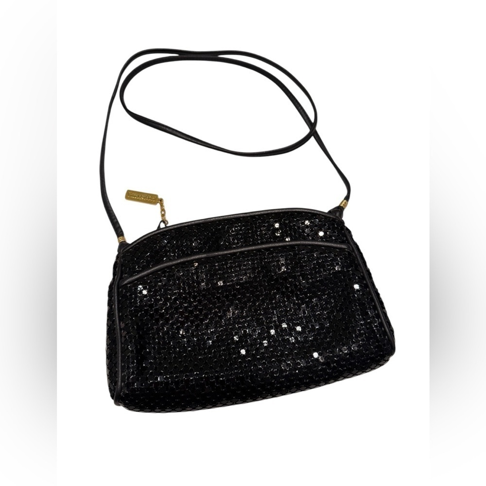 Whiting & Davis Black Mesh Sequin Shoulder Bag VTG. Purse Formal Party Crossbody